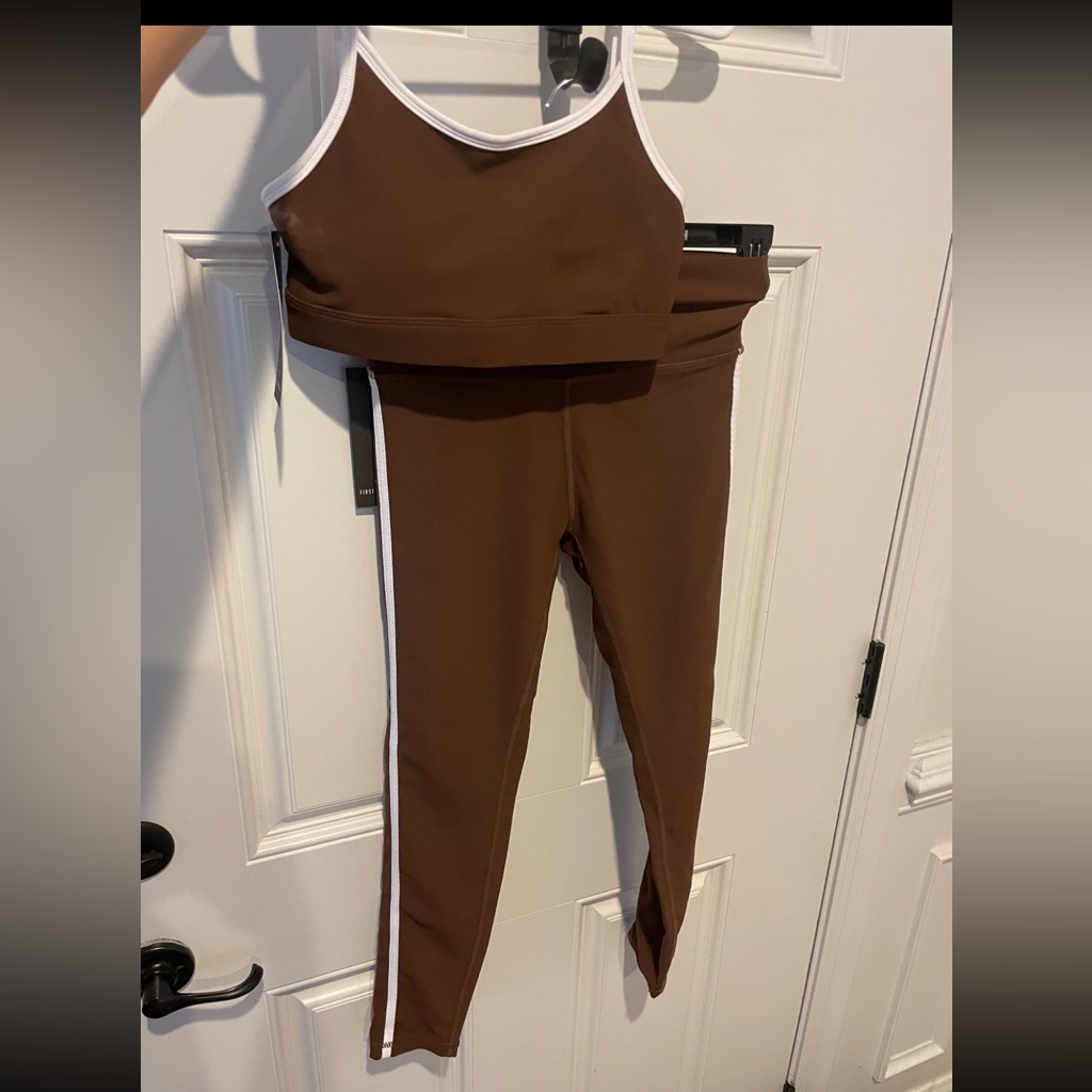 Brand New With Tags First Division Sports Bra And Pants Set. Size M. Choc Brown